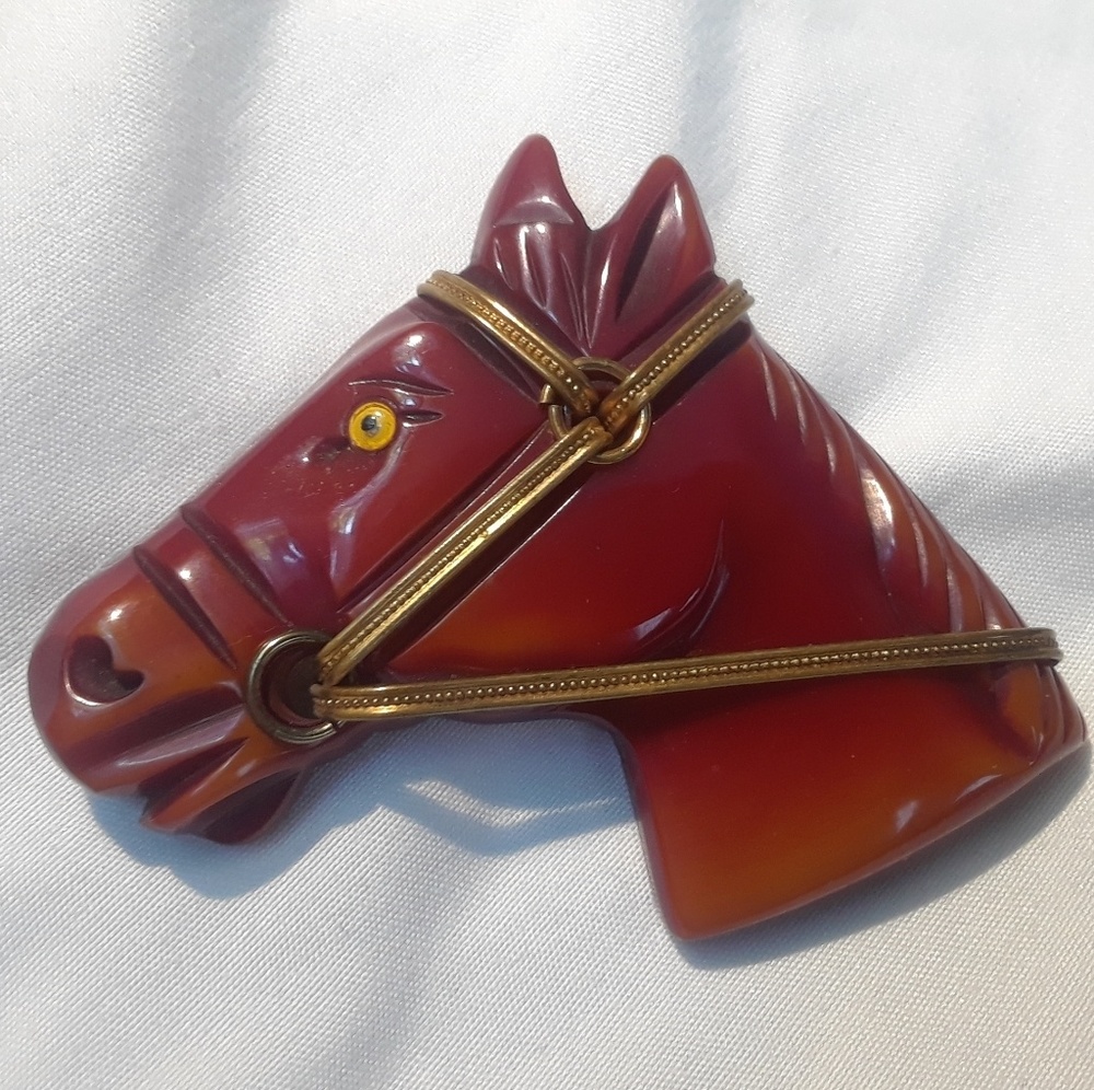 Antique Bakelite Horse Head brooch pin
